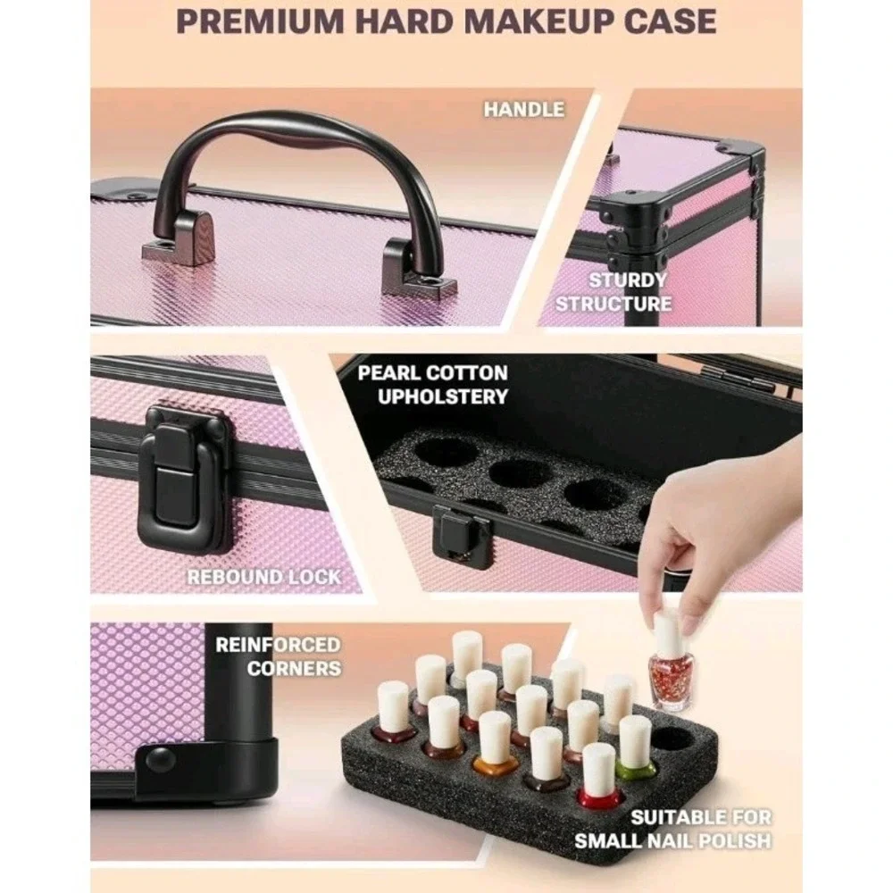Qislee Makeup Box with Detachable Lighted Mirror – Waterproof Travel